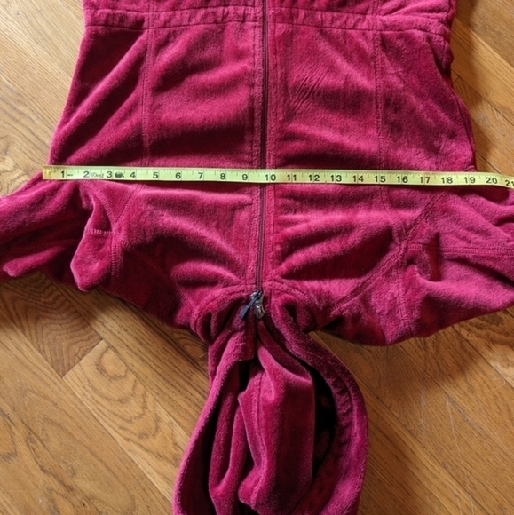 Lands' End Small Red Cozy Hooded Full Zip Sweater w/ Cinch Waist - Picture 8 of 10